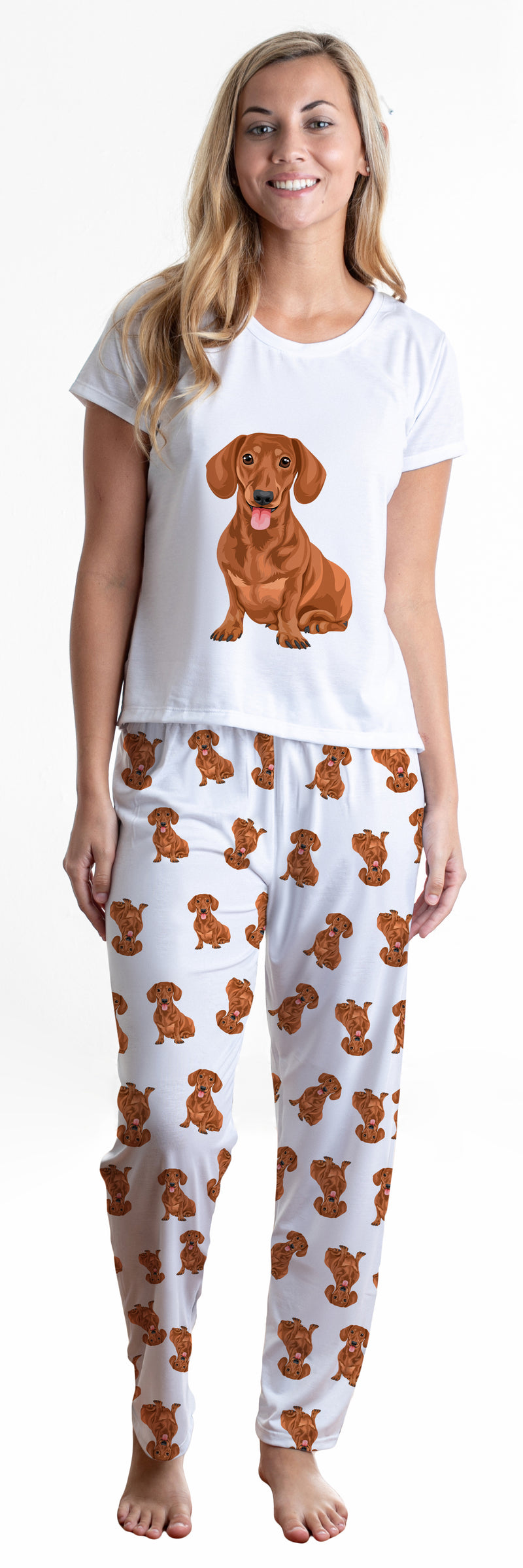 Red dachshund / Brown wiener dog 2 piece Pj set with pants