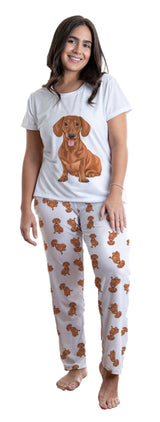 Red dachshund / Brown wiener dog 2 piece Pj set with pants