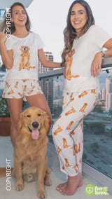 Brown and white Shih tzu 2 piece Pj set with long pants