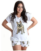 Cream / Fawn Frenchie 2 piece Pj set with shorts