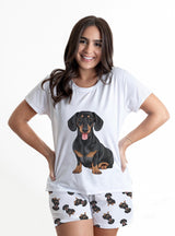 Black dachshund / Wiener dog 2 piece Pj set with shorts