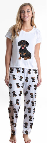 Black dachshund / Wiener dog 2 piece Pj set with long pants