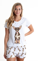 Brown chihuahua 2 piece Pj set with shorts