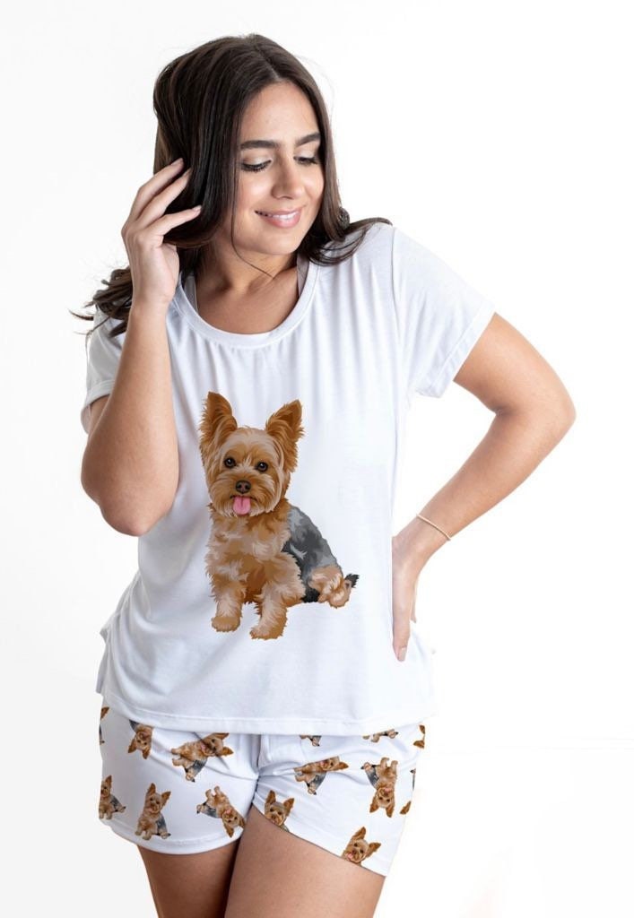Yorkshire terrier 2 piece Pj set with shorts